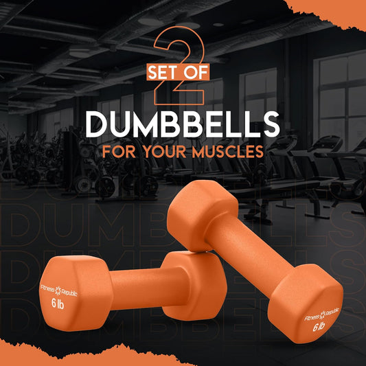 Neoprene Hex Dumbbell Set of 2 - Non-Slip Free Weights for Muscle Toning and Strength Training - Portable Home Gym Equipment