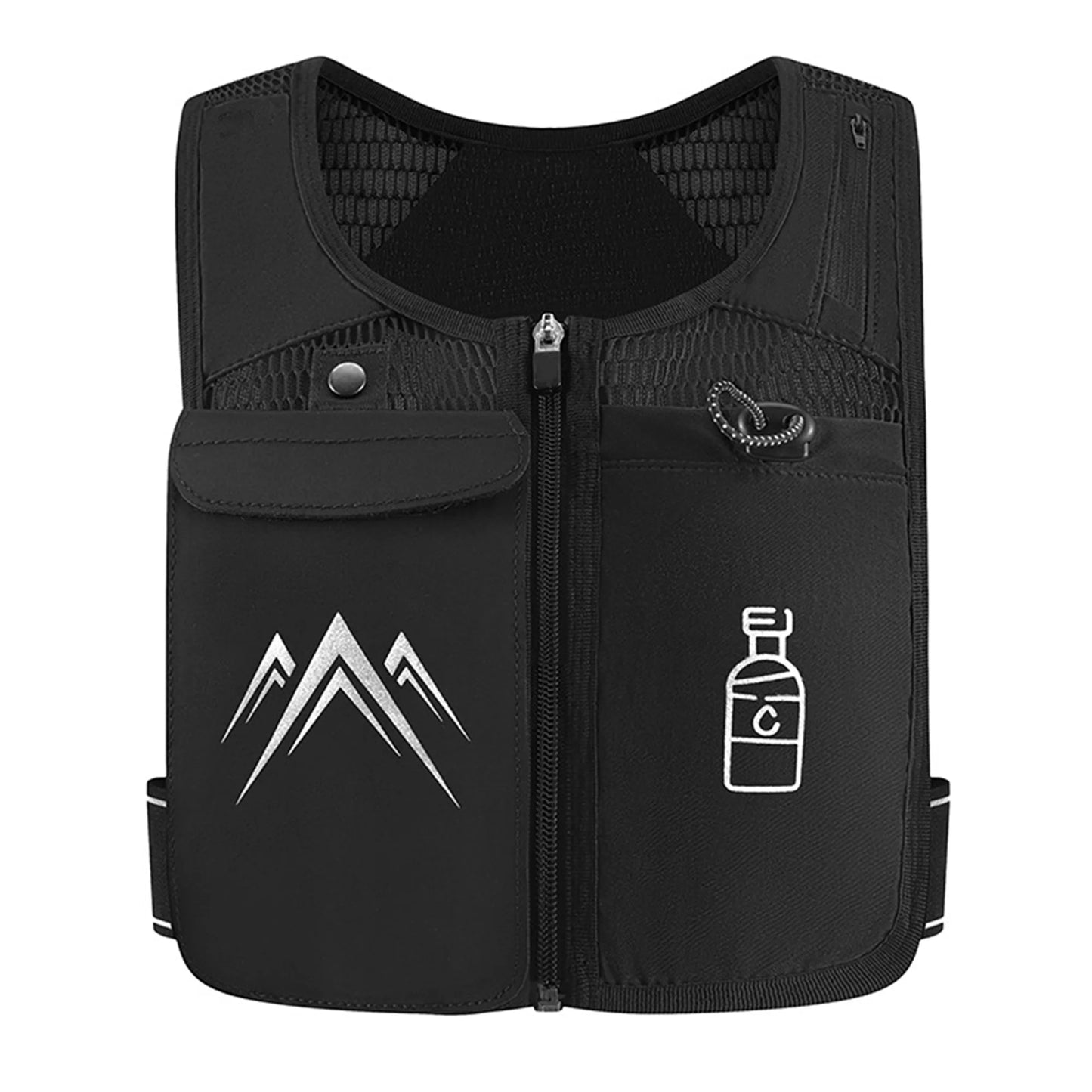 Reflective Running Vest with Adjustable Waistband, 500ml Hydration Bottle, and Breathable Material - Chest Pack Gear for Phones, Suitable for Men and Women