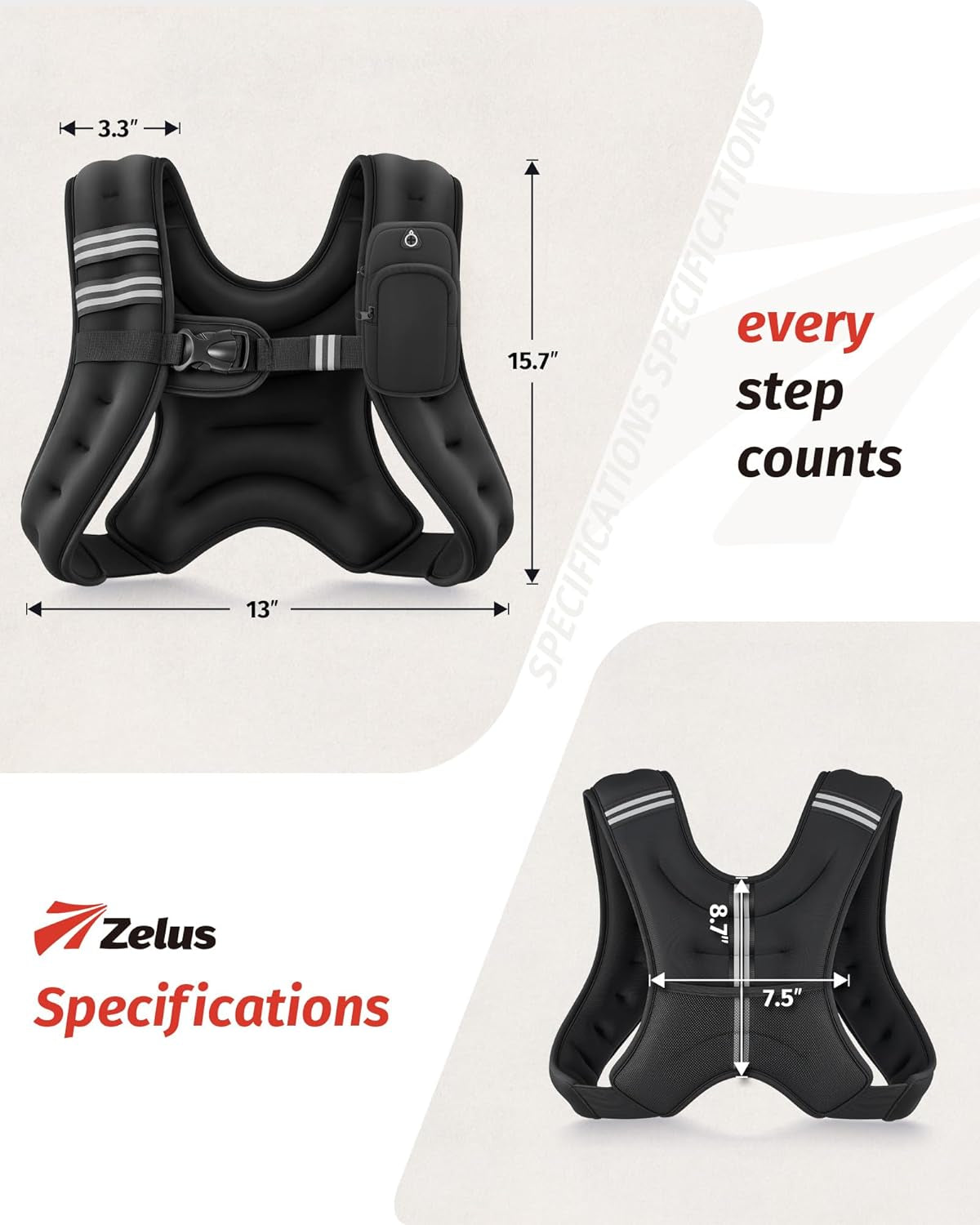 Weighted Vest with Reflective Stripe - Available in 6Lb to 30Lb for Enhanced Workout, Strength Training, Running, Fitness, Muscle Building, and Weight Loss