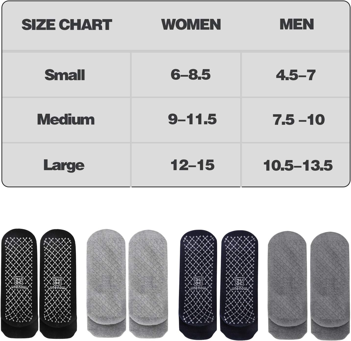 Unisex Cushioned Non-Slip Grip Socks for Yoga, Pilates, Barre, Home, and Hospital Use