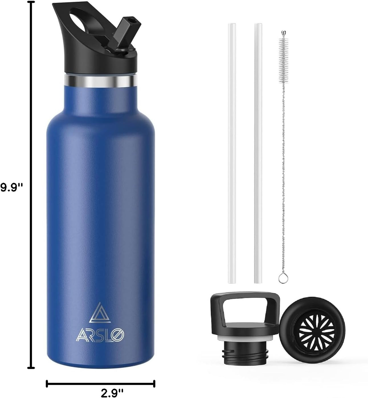Stainless Steel Vacuum Insulated Double Wall Water Bottle with Straw Lid - Keeps Beverages Cold for 24 Hours and Hot for 12 Hours, Ideal for Hiking and Sports