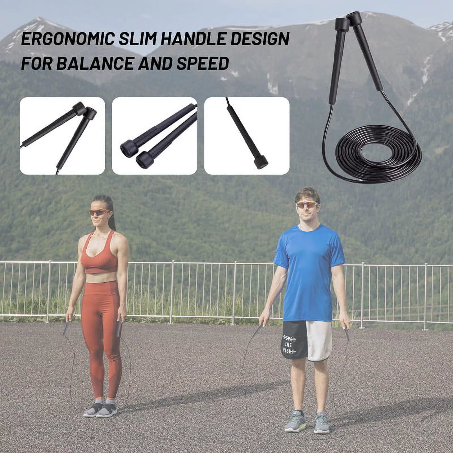 PVC Jump Rope with Ergonomic Handles for Cardio Fitness - Suitable for All Ages