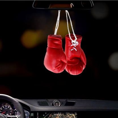 Miniature Boxing Gloves Car Hanging Pendant - Decorative Rearview Mirror Accessory