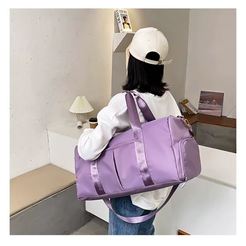 Outdoor Waterproof Nylon Sports Gym Bag for Men and Women - Fitness Travel Handbag with Yoga Mat and Shoe Compartment