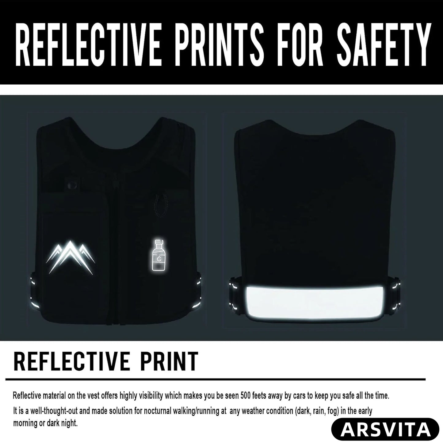 Reflective Running Vest with Adjustable Waistband, 500ml Hydration Bottle, and Breathable Material - Chest Pack Gear for Phones, Suitable for Men and Women