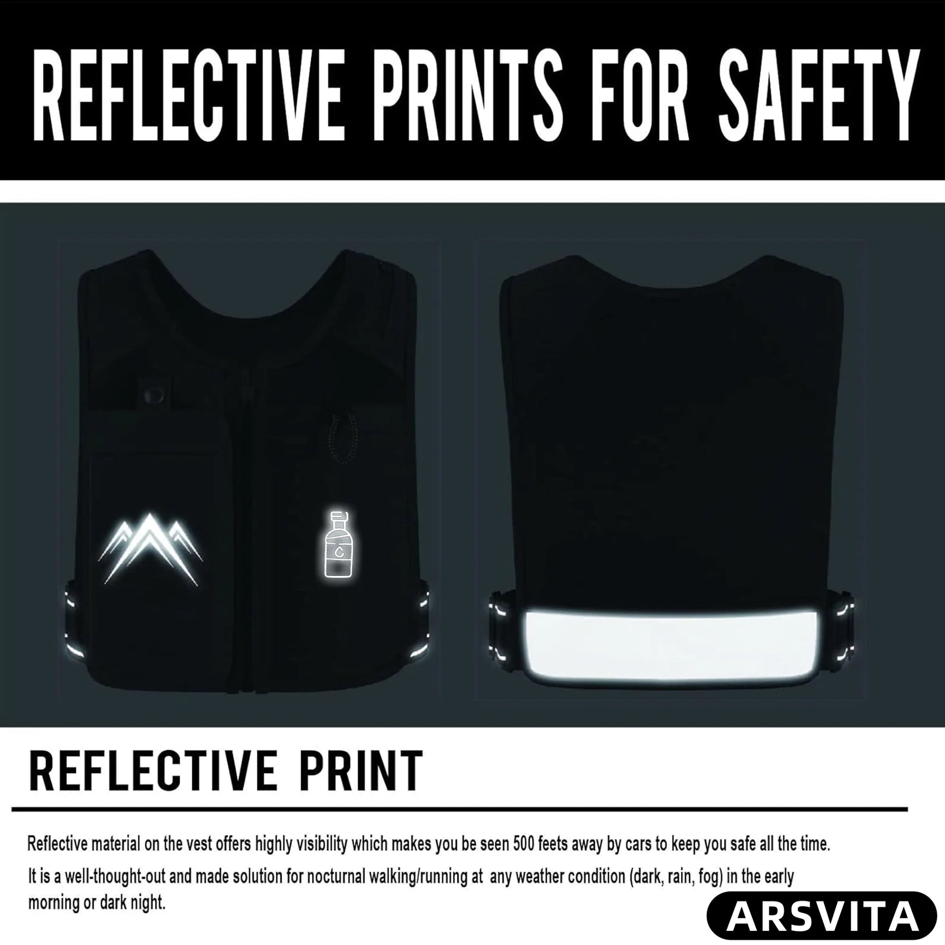 Reflective Running Vest with Adjustable Waistband, 500ml Hydration Bottle, and Breathable Material - Chest Pack Gear for Phones, Suitable for Men and Women