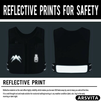 Reflective Running Vest with Adjustable Waistband, 500ml Hydration Bottle, and Breathable Material - Chest Pack Gear for Phones, Suitable for Men and Women