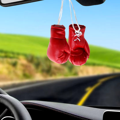 Miniature Boxing Gloves Car Hanging Pendant - Decorative Rearview Mirror Accessory