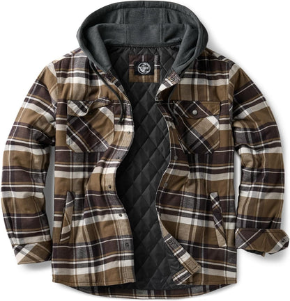 Men's Long Sleeve Flannel Shirt Jacket - Winter Warm Casual Plaid Coat with Pockets