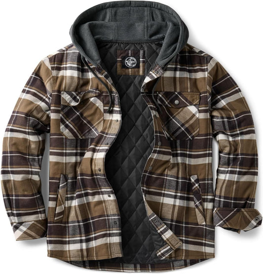 Men's Long Sleeve Flannel Shirt Jacket - Winter Warm Casual Plaid Coat with Pockets