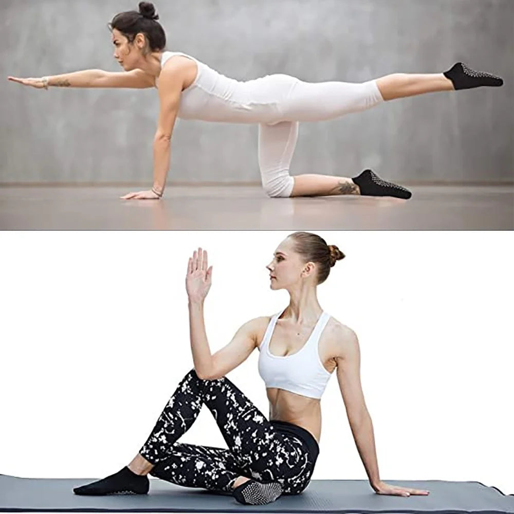 EASTIN Non-Slip Grip Socks for Yoga, Pilates, and Hospital Use - 4 Pairs for Men and Women