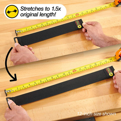 Super-Stretch 18-Inch Elastic Hook and Loop Cinch Straps - 6 Pack for Organizing Extension Cords, Hoses, and Cables