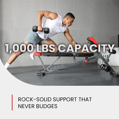 Finer Form Multi-Functional FID Weight Bench for Comprehensive Body Workout – Hyper Back Extension, Roman Chair, Adjustable Sit-Up Bench, Incline/Decline Bench, Flat Bench