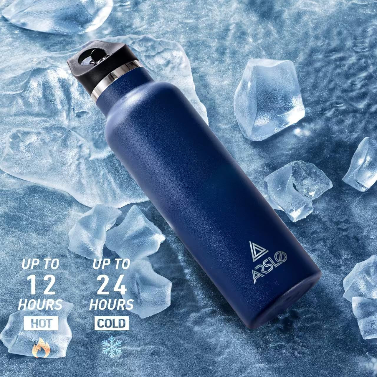 Stainless Steel Vacuum Insulated Double Wall Water Bottle with Straw Lid - Keeps Beverages Cold for 24 Hours and Hot for 12 Hours, Ideal for Hiking and Sports
