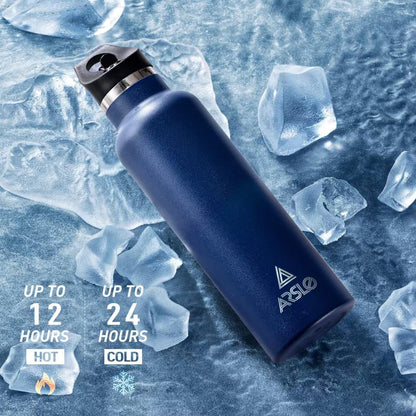 Stainless Steel Vacuum Insulated Double Wall Water Bottle with Straw Lid - Keeps Beverages Cold for 24 Hours and Hot for 12 Hours, Ideal for Hiking and Sports