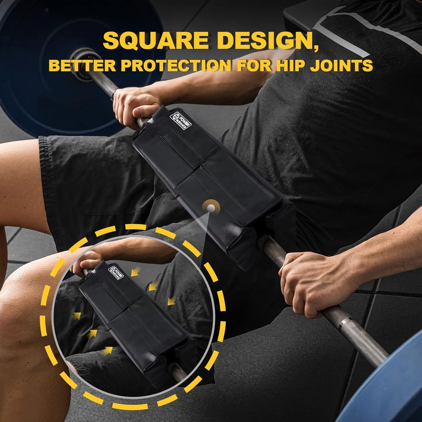 Square Hip Thrust Barbell Pad - Protective Cushion for Squats, Lunges, and Weight Lifting - Compatible with Standard and Olympic Bars