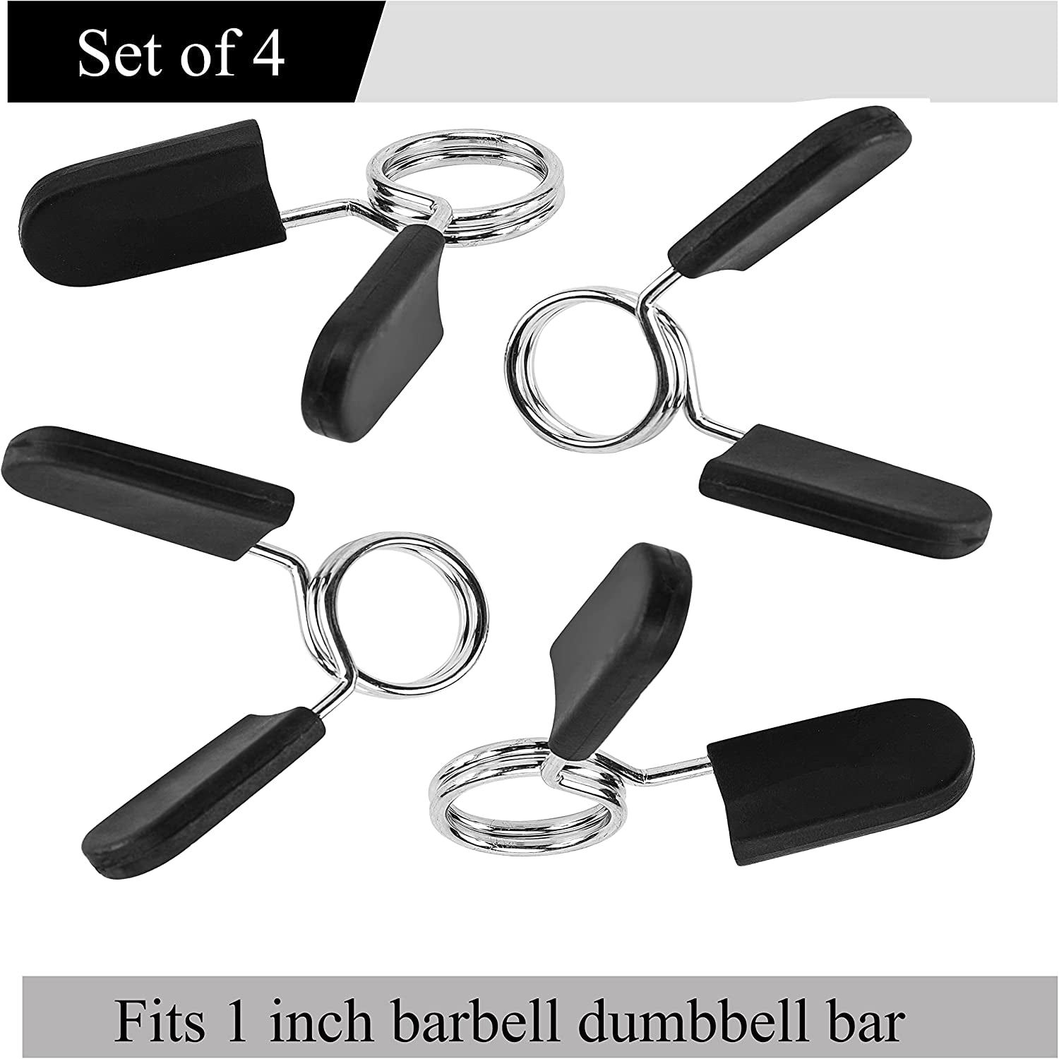 Barbell and Dumbbell Spring Clip Collars - 1 Inch Weight Bar Locking Buckles for Strength Training and Fitness Accessories