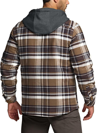 Men's Long Sleeve Flannel Shirt Jacket - Winter Warm Casual Plaid Coat with Pockets