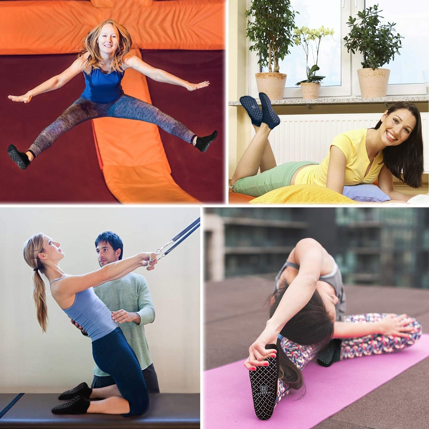 Unisex Cushioned Non-Slip Grip Socks for Yoga, Pilates, Barre, Home, and Hospital Use