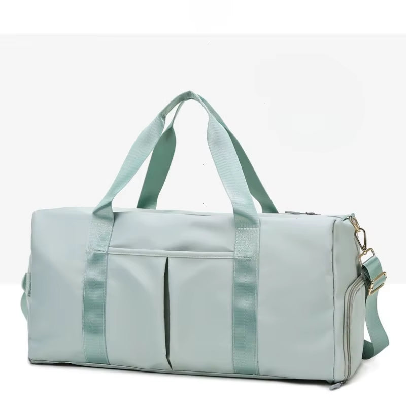 Outdoor Waterproof Nylon Sports Gym Bag for Men and Women - Fitness Travel Handbag with Yoga Mat and Shoe Compartment