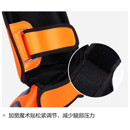 Professional Kickboxing and Muay Thai Shin Guard Pads for Martial Arts, Sanda, Wushu, and Taekwondo with Ankle Protection