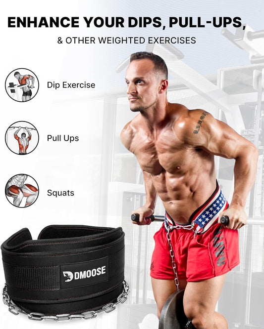Professional Dip Belt for Weightlifting and Strength Training - 36" Durable Steel Chain with Comfortable Neoprene Padding, Supports Up to 350 lbs