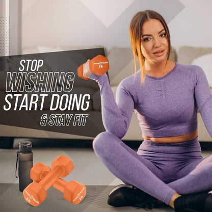 Neoprene Hex Dumbbell Set of 2 - Non-Slip Free Weights for Muscle Toning and Strength Training - Portable Home Gym Equipment