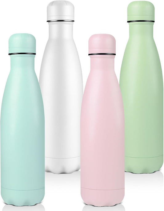 17 oz Insulated Water Bottles Multipack - BPA-Free for Kids, Gym, Travel, and Sports - Available in Assorted Colors, Packs of 1, 4, 8, or 12 (4 Pack)