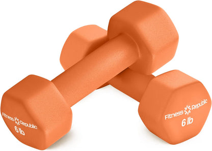 Neoprene Hex Dumbbell Set of 2 - Non-Slip Free Weights for Muscle Toning and Strength Training - Portable Home Gym Equipment