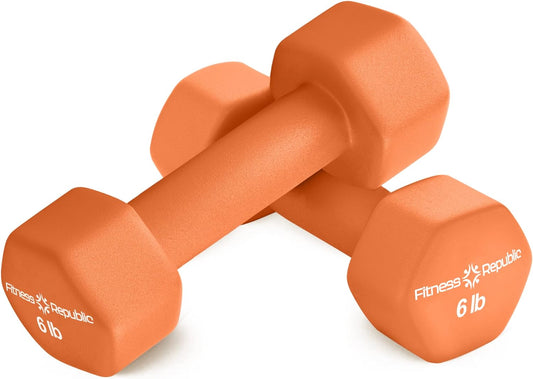 Neoprene Hex Dumbbell Set of 2 - Non-Slip Free Weights for Muscle Toning and Strength Training - Portable Home Gym Equipment