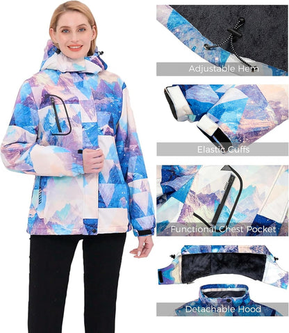 Women's Waterproof Mountain Ski Jacket - Windproof and Warm Hooded Winter Coat