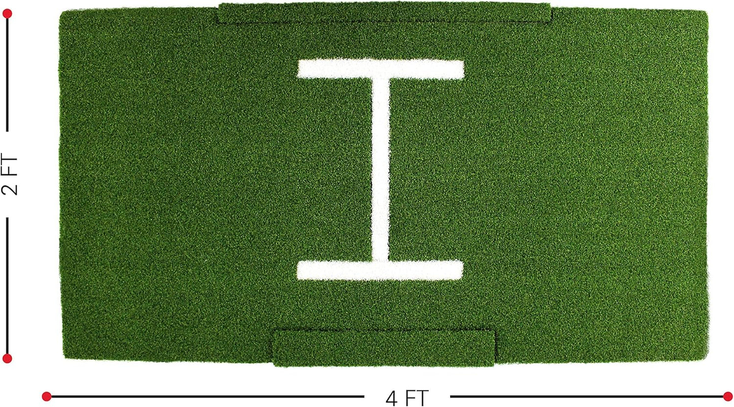 Rukket Tri-Turf Golf Hitting Mat - Portable Driving and Chipping Training Aid with Adjustable Tees and Foam Practice Balls for Backyard Use