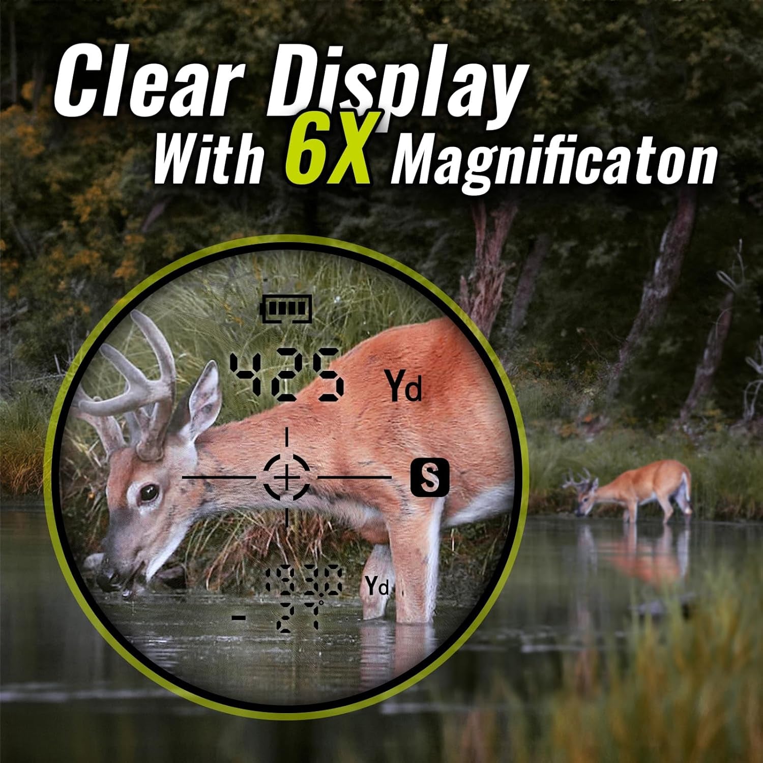 Hunting Rangefinder, Rechargeable Camo Laser Range Finder 700/1000Y | 6X Magnification Range Finder, Distance/Angle/Speed/Continuous Scan Modes, Rechargeable Battery, Water-Resistant, Carry Case