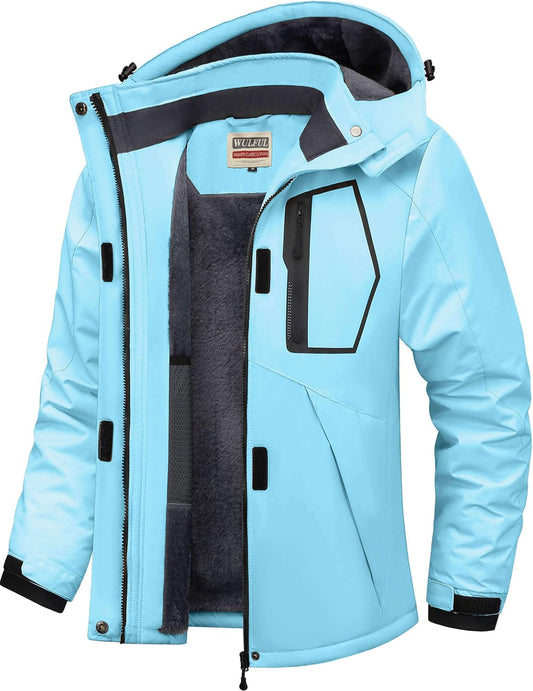 Women's Waterproof Ski Jacket - Warm Winter Coat with Fleece Lining and Windproof Hood