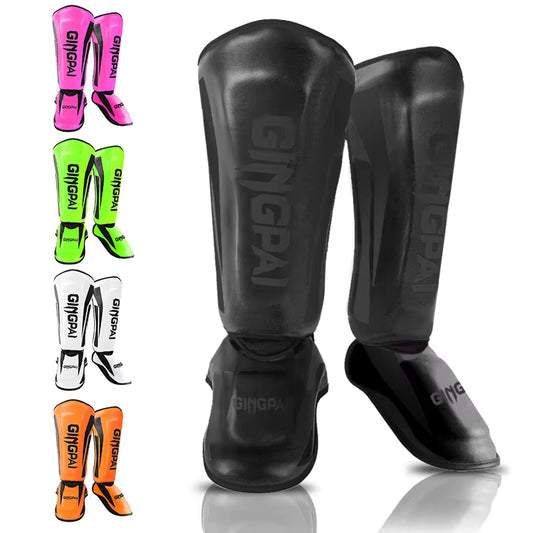 Professional Kickboxing and Muay Thai Shin Guard Pads for Martial Arts, Sanda, Wushu, and Taekwondo with Ankle Protection