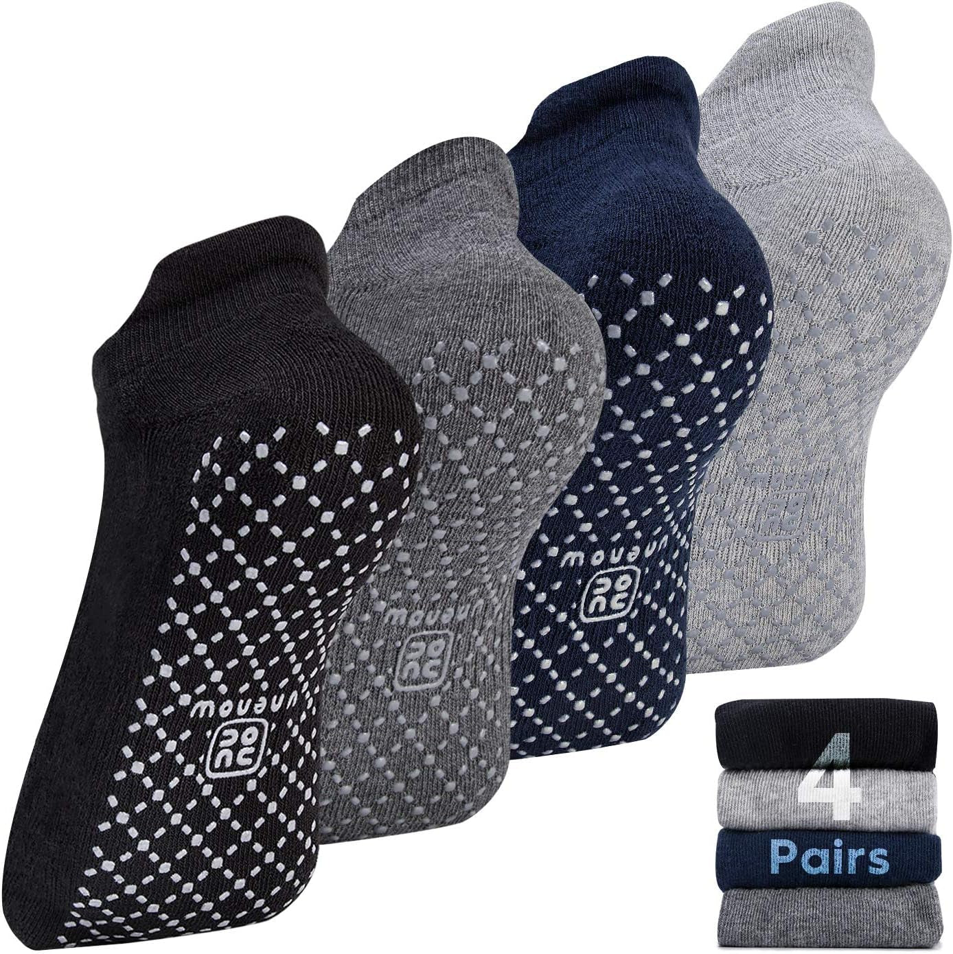 Unisex Cushioned Non-Slip Grip Socks for Yoga, Pilates, Barre, Home, and Hospital Use