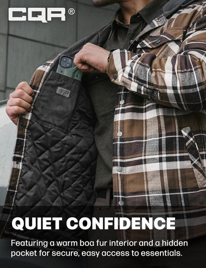 Men's Long Sleeve Flannel Shirt Jacket - Winter Warm Casual Plaid Coat with Pockets