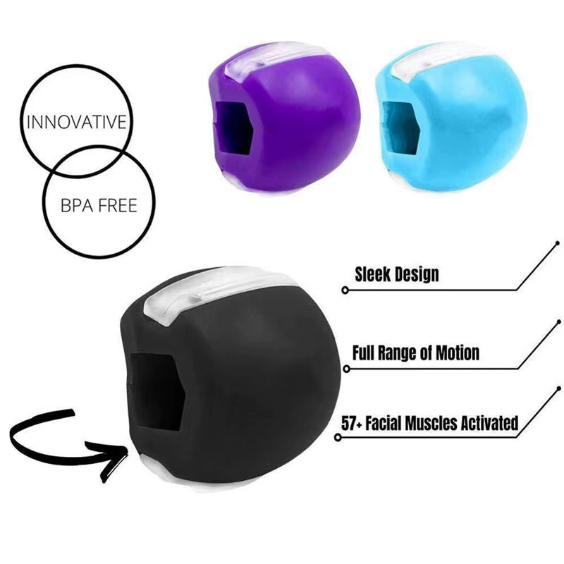Silica Gel Facial Fitness Ball - Jaw Exerciser and Toner for Double Chin Reduction and Jawline Enhancement