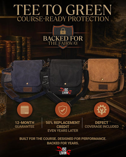 Disc Golf Bag - Lightweight and Durable Waxed Canvas Design, Holds Up to 10 Discs, Includes Bottle Holder and Belt Loop