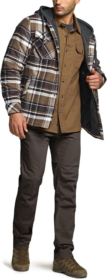 Men's Long Sleeve Flannel Shirt Jacket - Winter Warm Casual Plaid Coat with Pockets