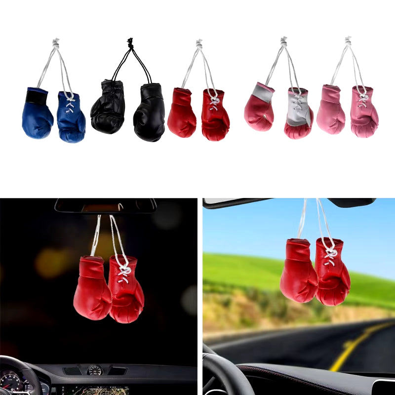 Miniature Boxing Gloves Car Hanging Pendant - Decorative Rearview Mirror Accessory