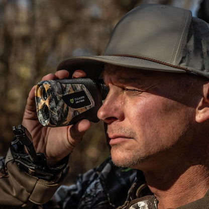 Hunting Rangefinder, Rechargeable Camo Laser Range Finder 700/1000Y | 6X Magnification Range Finder, Distance/Angle/Speed/Continuous Scan Modes, Rechargeable Battery, Water-Resistant, Carry Case
