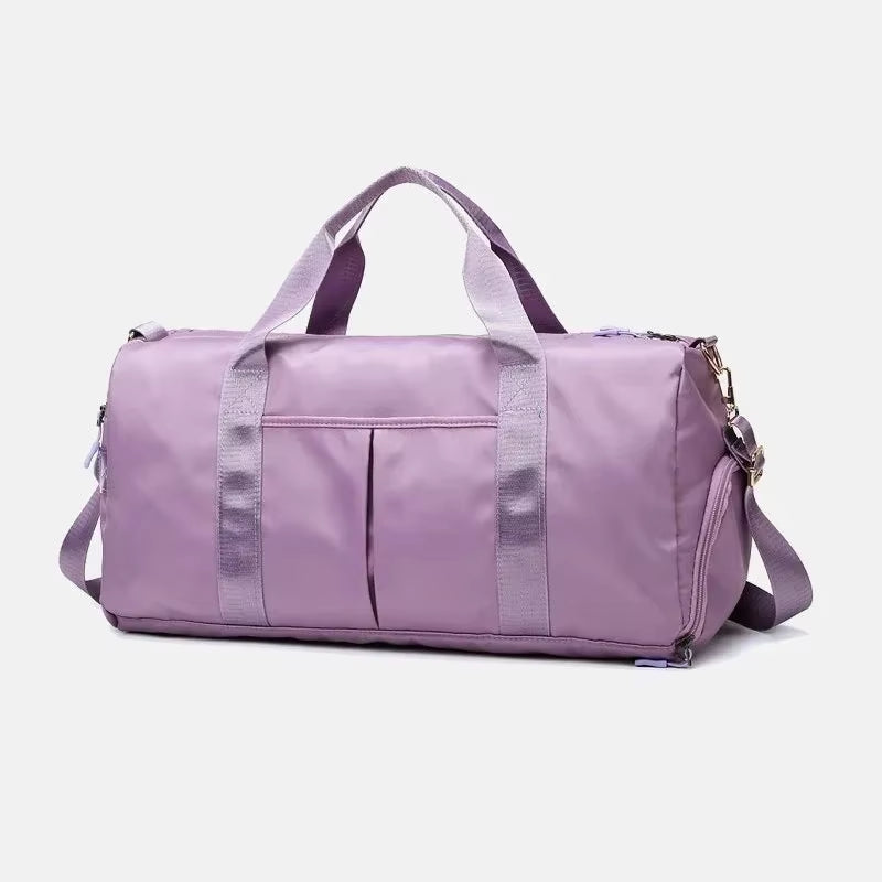 Outdoor Waterproof Nylon Sports Gym Bag for Men and Women - Fitness Travel Handbag with Yoga Mat and Shoe Compartment