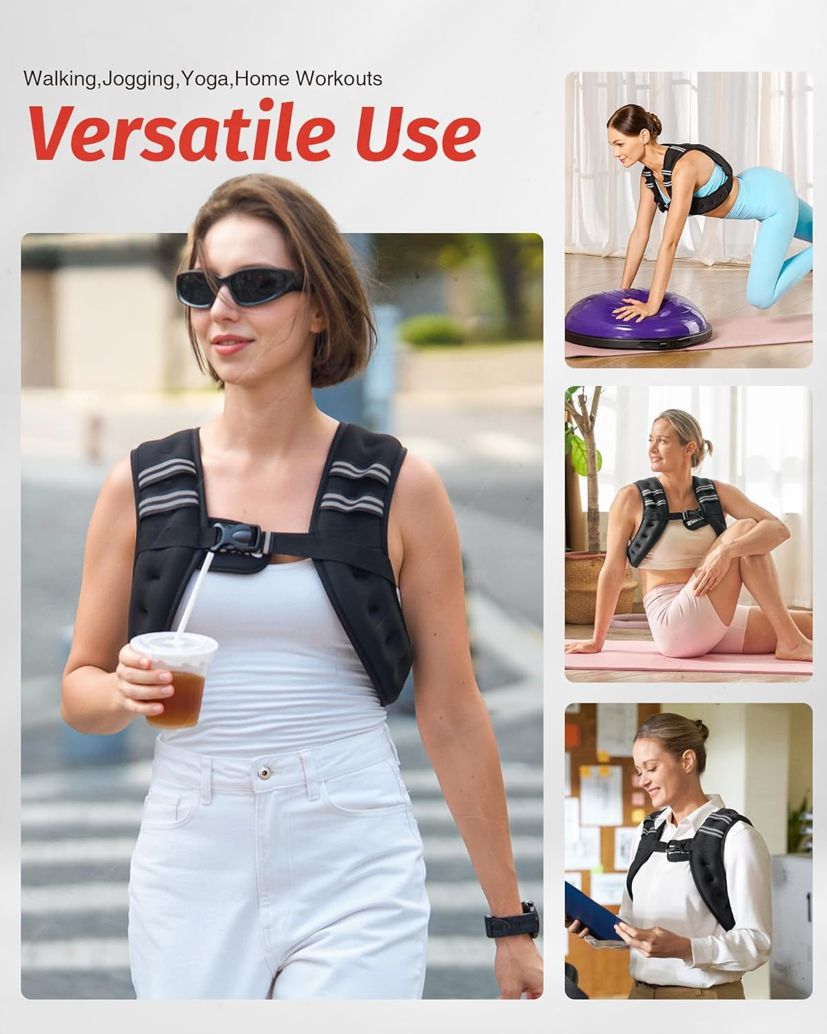 Weighted Vest with Reflective Stripe - Available in 6Lb to 30Lb for Enhanced Workout, Strength Training, Running, Fitness, Muscle Building, and Weight Loss