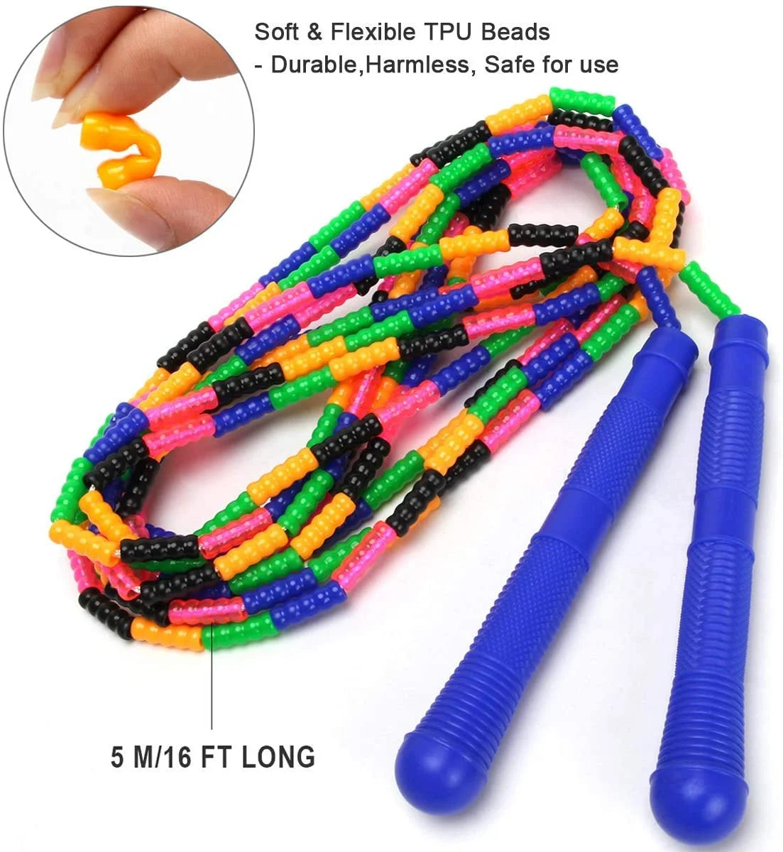 2-Pack 16 FT Double Dutch Beaded Jump Rope with Ergonomic Design