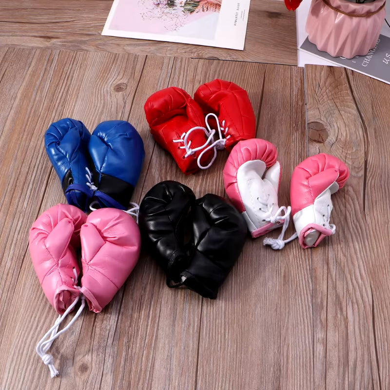 Miniature Boxing Gloves Car Hanging Pendant - Decorative Rearview Mirror Accessory