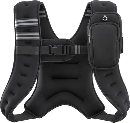Weighted Vest with Reflective Stripe - Available in 6Lb to 30Lb for Enhanced Workout, Strength Training, Running, Fitness, Muscle Building, and Weight Loss