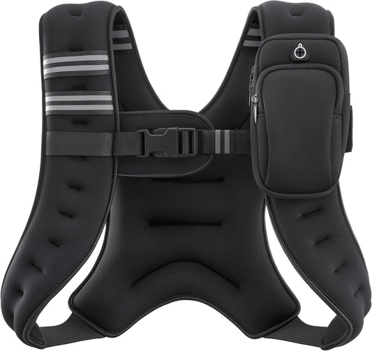 Weighted Vest with Reflective Stripe - Available in 6Lb to 30Lb for Enhanced Workout, Strength Training, Running, Fitness, Muscle Building, and Weight Loss