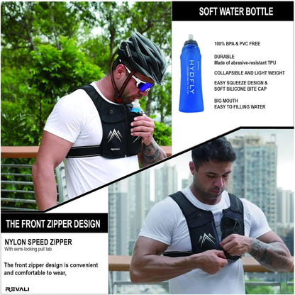 Reflective Running Vest with Adjustable Waistband, 500ml Hydration Bottle, and Breathable Material - Chest Pack Gear for Phones, Suitable for Men and Women