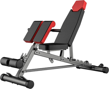 Finer Form Multi-Functional FID Weight Bench for Comprehensive Body Workout – Hyper Back Extension, Roman Chair, Adjustable Sit-Up Bench, Incline/Decline Bench, Flat Bench